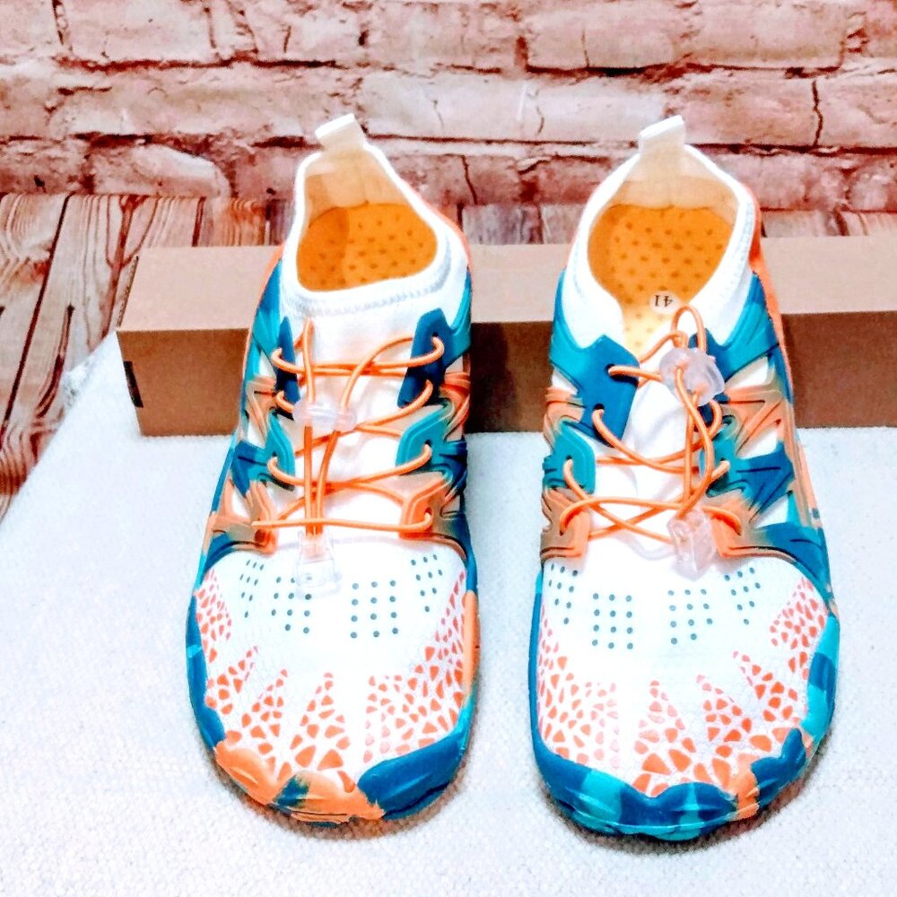 New Multi Color Slide on Sneakers w/Slide Adjustable Shoe Strings Size 10/41 11.